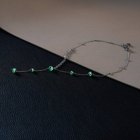 Obsidienne | Argent | Suspension double cascade de verre Firefly